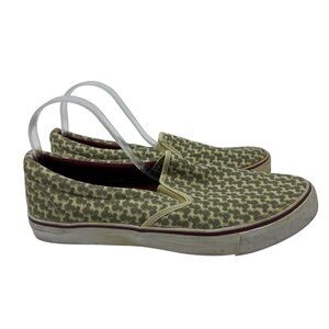 Disney Parks Mickey Mouse Head Green Canvas Slip On Sneakers Mens Shoes Sz 9